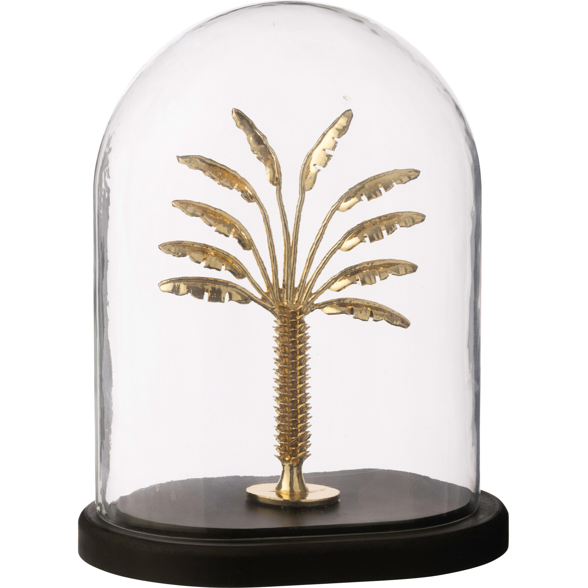 J-Line Cloche décorative Palm Tree - verre - doré/noir - large