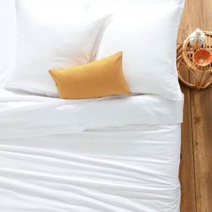 Drap-housse en coton - blanc - bonnet H30cm - 140x190 cm
