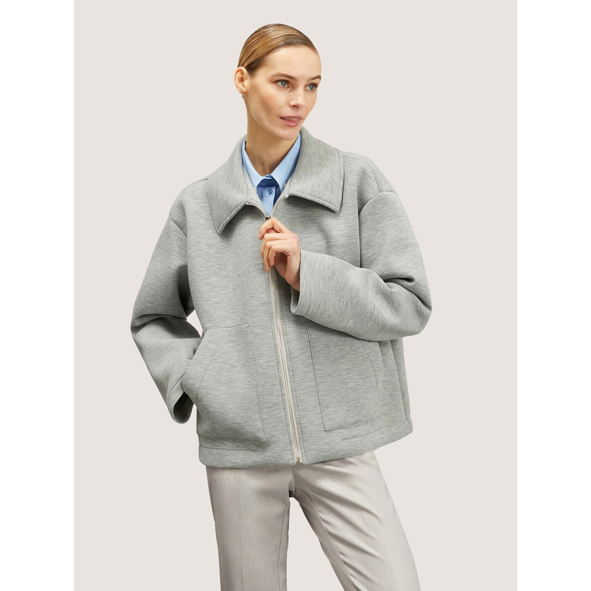 Motivi - Chaquetón de scuba con capucha desmontable - Gris