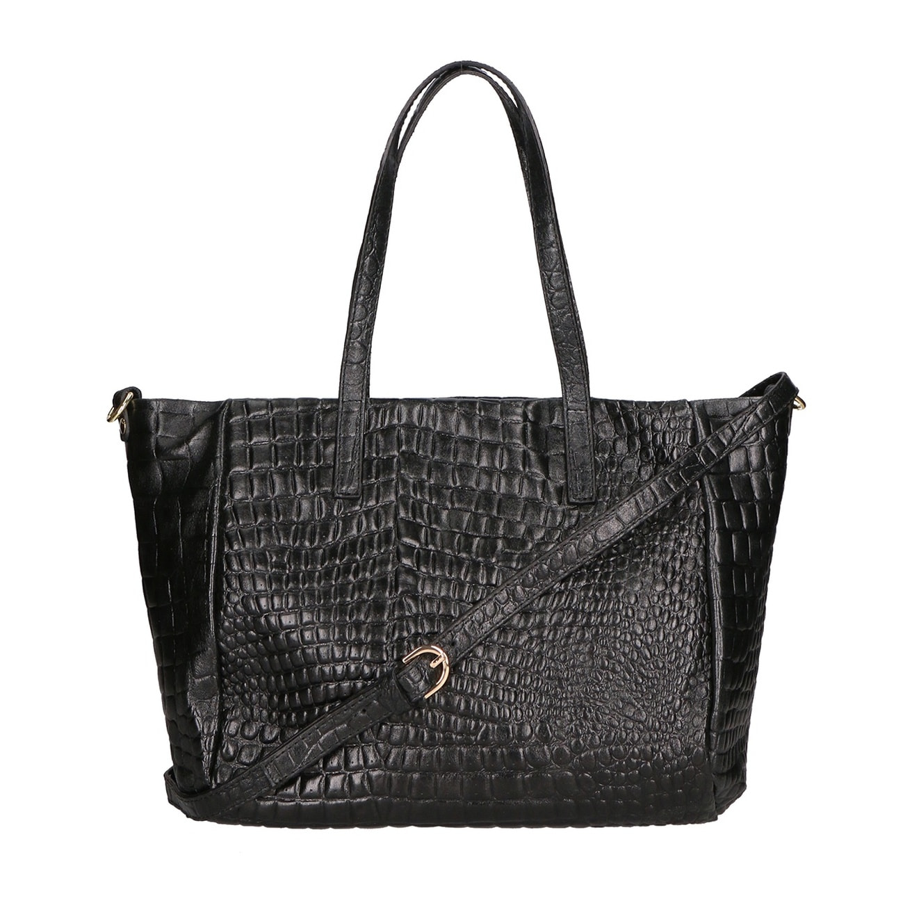 Borsa a spalla da donna - Modello Lorella - Vera pelle croco - 37.0 x 23.0 x 10.0 cm