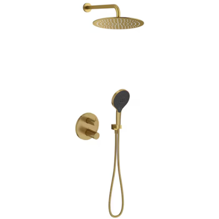 Colonne de douche encastrée thermostatique Metro laiton brossé