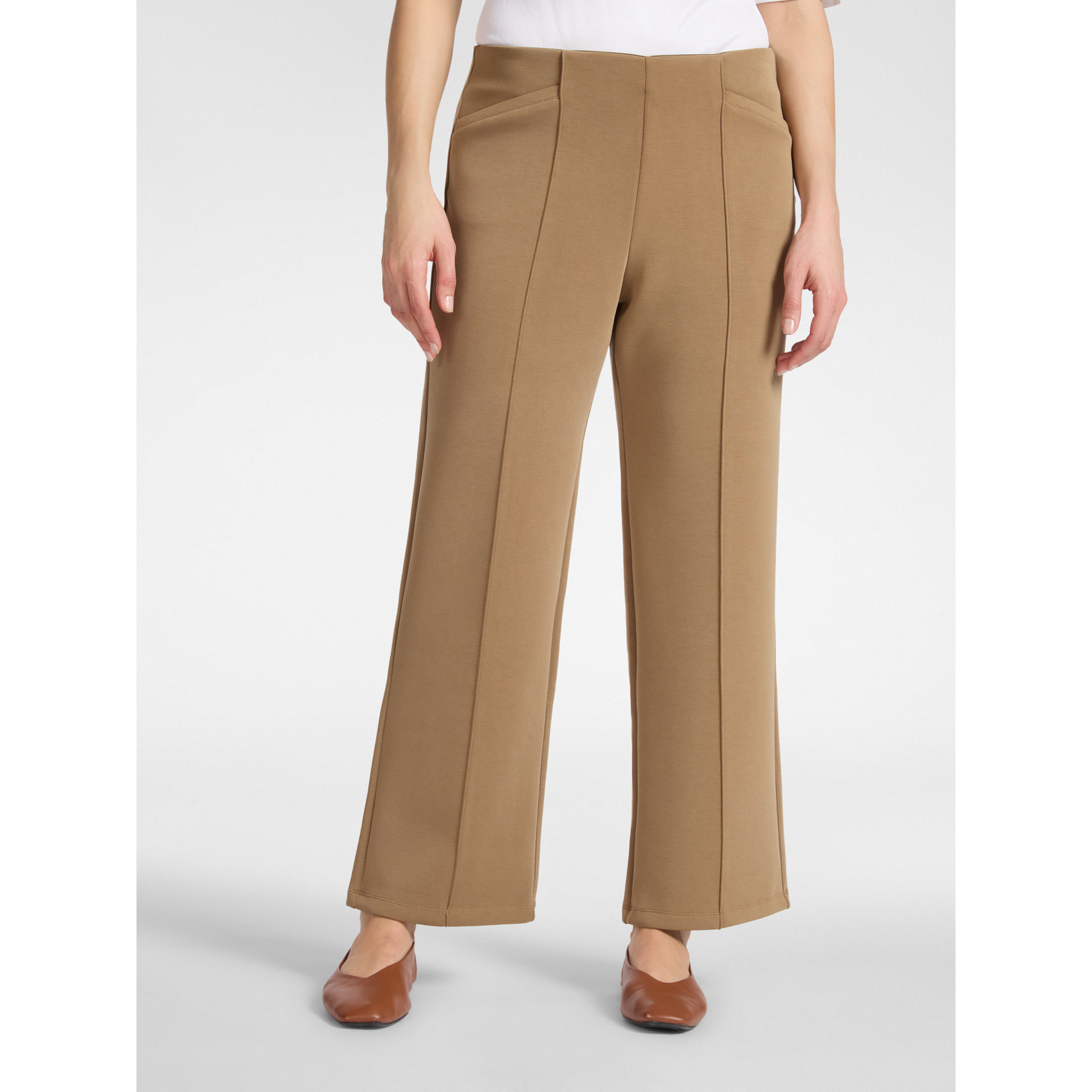 Elena Mirò - Pantaloni palazzo in scuba - Marrone