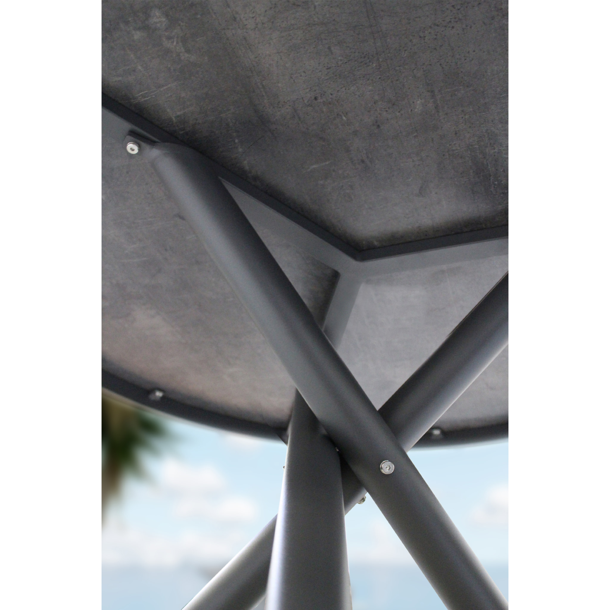PILAT - Table de jardin ronde en aluminium gris anthracite