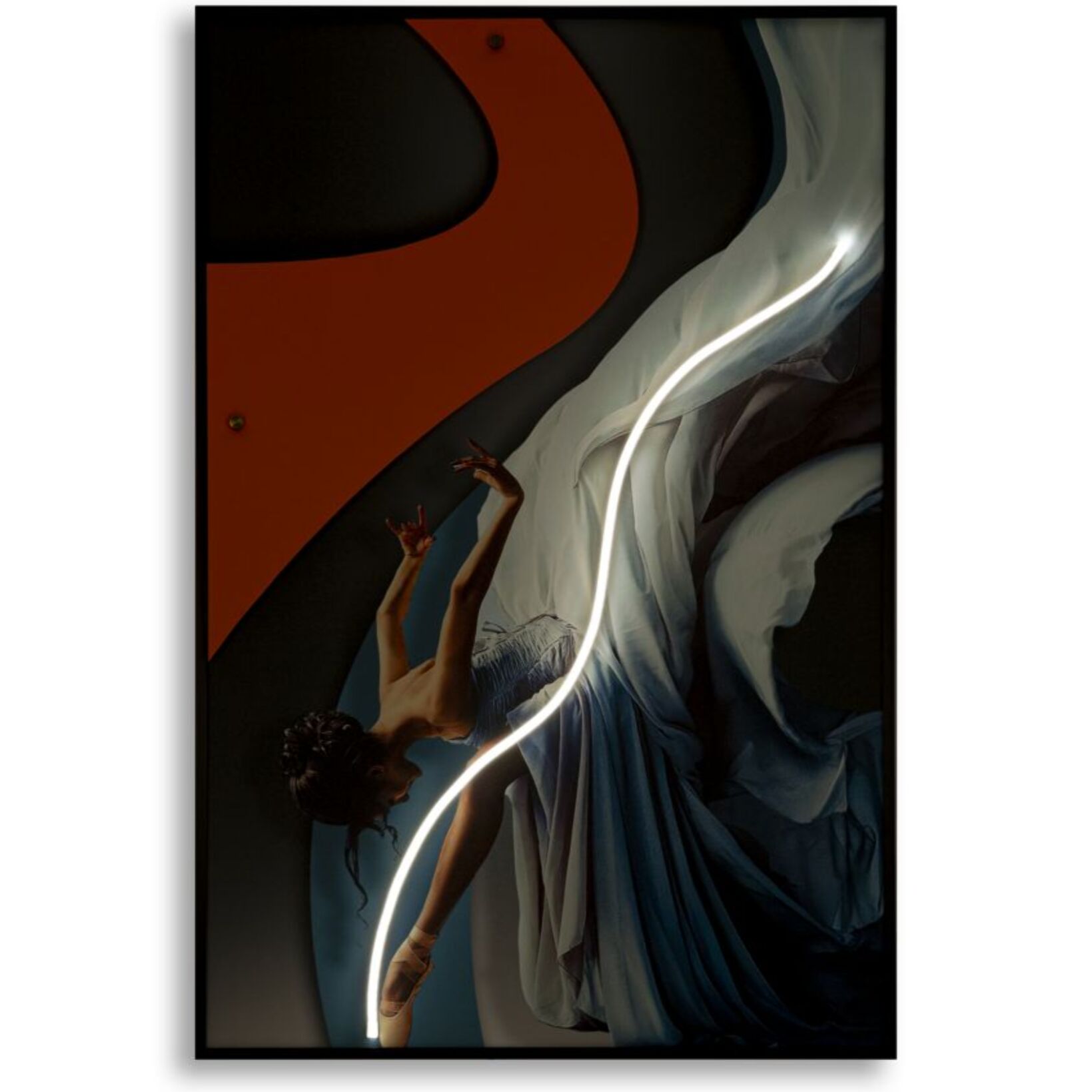 STAMPA C/LED SU TELA DANCER CM 60X3,5X90 (APPLICAZIONE 3D ACRILICO)