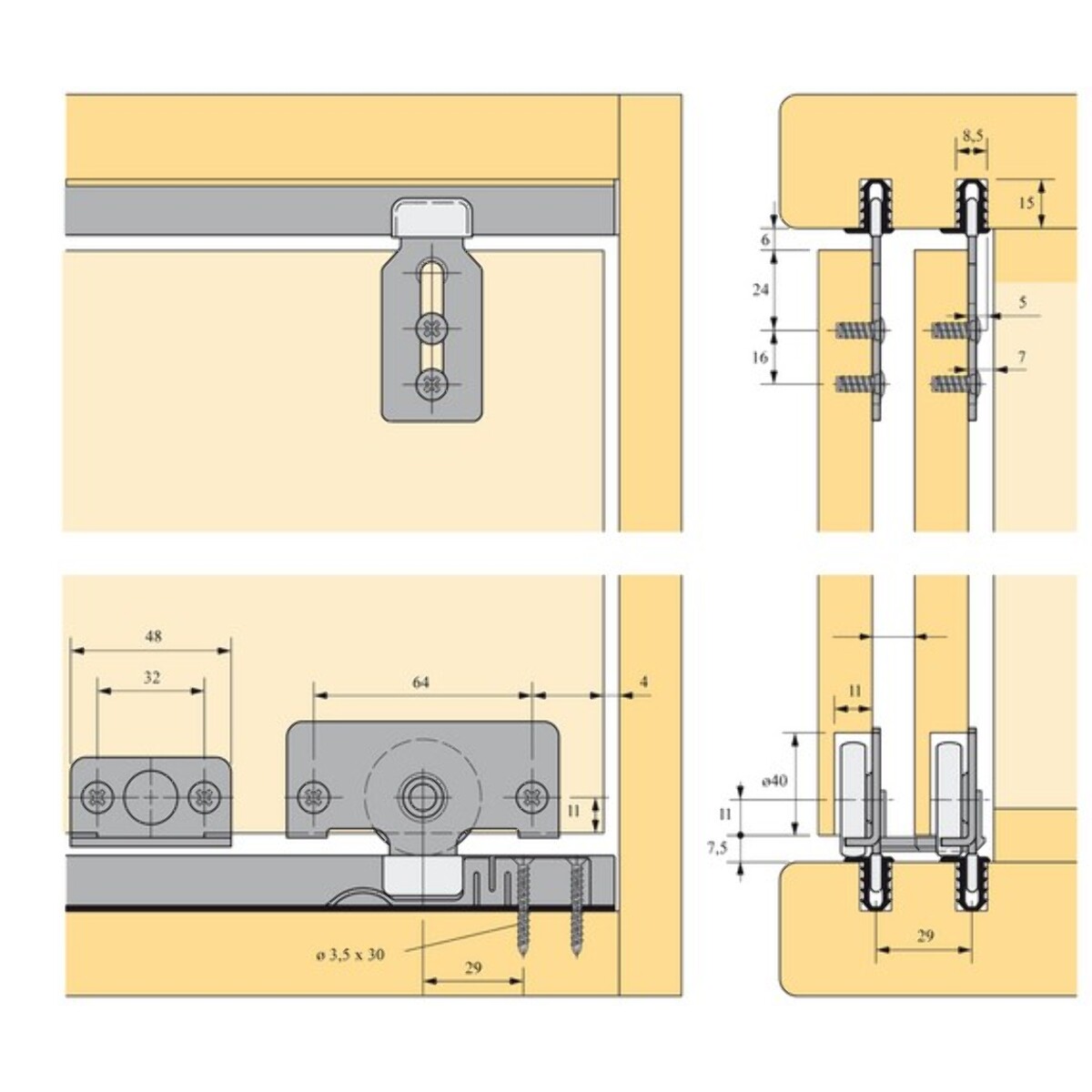 Kit 2 portes SlideLine 56 HETTICH - 45234