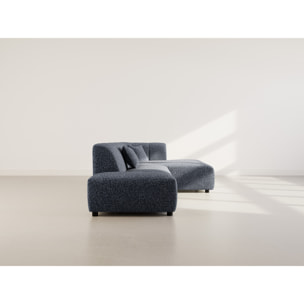 Curtis - canapé d'angle droit 4 places sans accoudoir en tissu texturé - Bleu