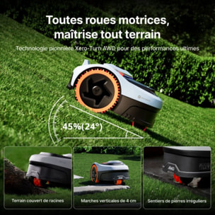 Robot tondeuse NAVIMOW i208 AWD - sans fil périphérique ni antenne, 3 roues motrices, pentes 45%, cartographie auto, 800m²