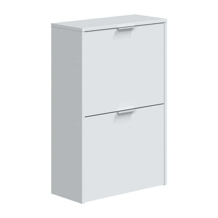 Scarpiera Arafat, Portascarpe salvaspazio a 2 ante, Scarpiera da ingresso , Armadio scarpiera, 50x22h76 cm, Bianco