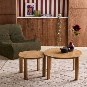 Tables gigognes vintage rondes plateau effet chevrons  ZALA