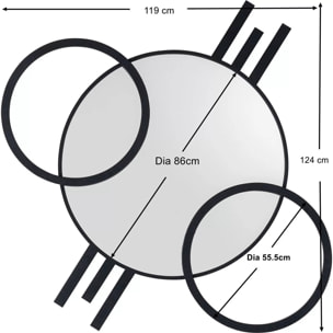 Miroir Triple Cercle noir 119x124cm Kare Design