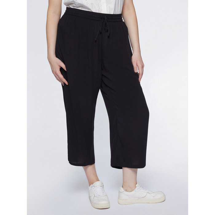 Fiorella Rubino - Pantalones cropped de crespón - Negro