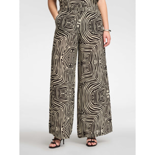 Elena Mirò - Pantalones palazzo estampados en viscosa - Negro