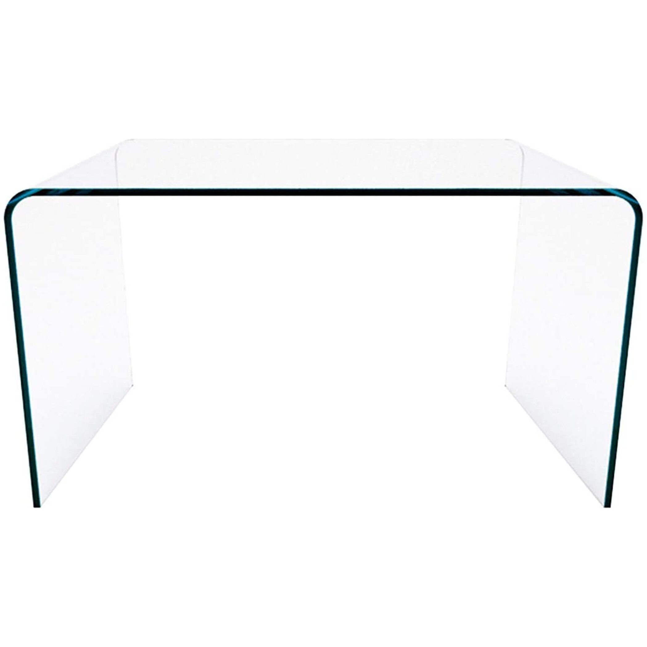 Scrivania Scrittoio da Ufficio Studio Soggiorno in Vetro Curvato Design Curvo Stile Moderno Minimal Chic - Luxury Z-09 - 120 x 74 x 70 cm Trasparente