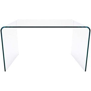 Scrivania Scrittoio da Ufficio Studio Soggiorno in Vetro Curvato Design Curvo Stile Moderno Minimal Chic - Luxury Z-09 - 120 x 74 x 70 cm Trasparente