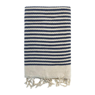 Fouta nid d’abeille traditionnelle - Yadara Bleu Marine - 100x200cm - 190g/m²