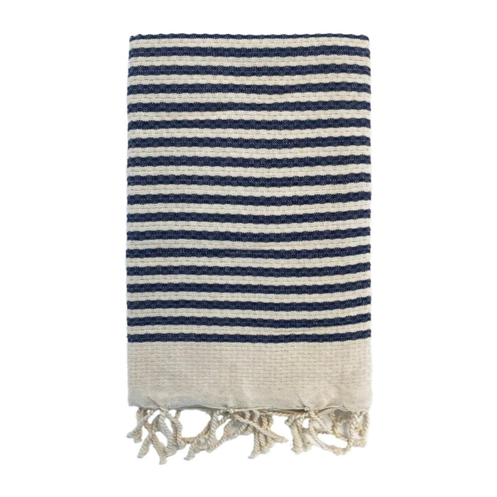Fouta nid d’abeille traditionnelle - Yadara Bleu Marine - 100x200cm - 190g/m²