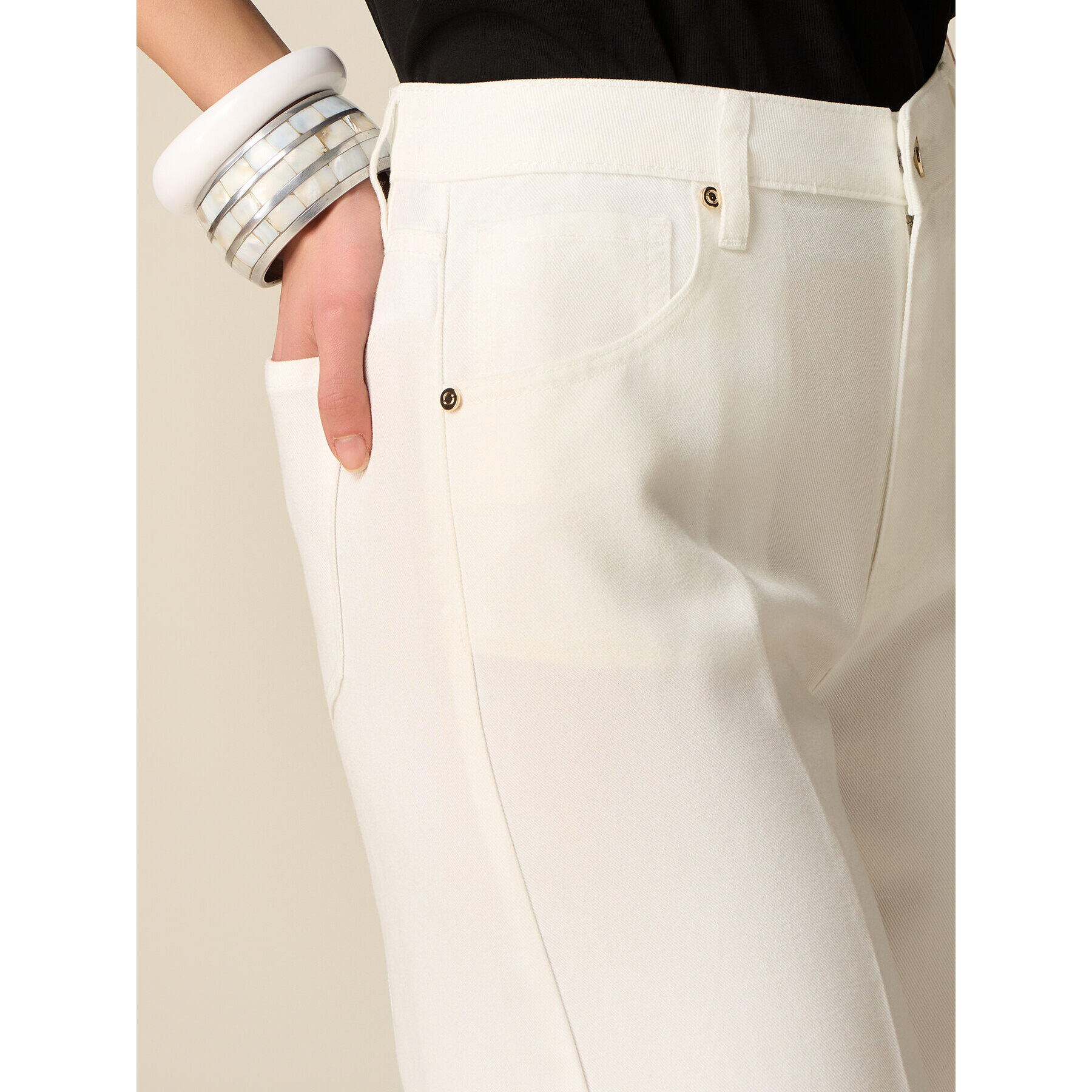 Oltre - Pantaloni palazzo in tencel - Bianco