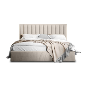 Rosario - lit coffre - 180x200 - sommier inclus - en velours - Beige