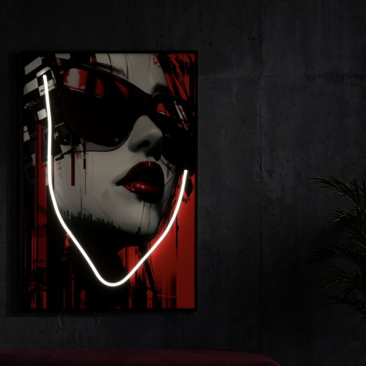 STAMPA C/LED SU TELA PSYCO -A- CM 60X3,5X90 (APPLICAZIONE 3D ACRILICO)