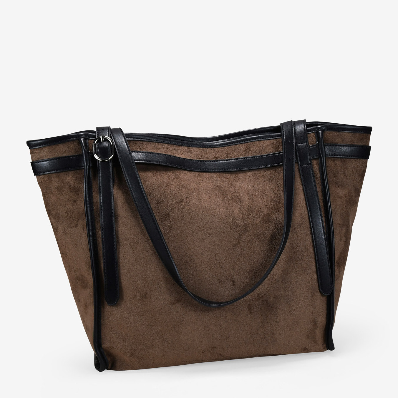 Bolso de hombro marrón con hebillas