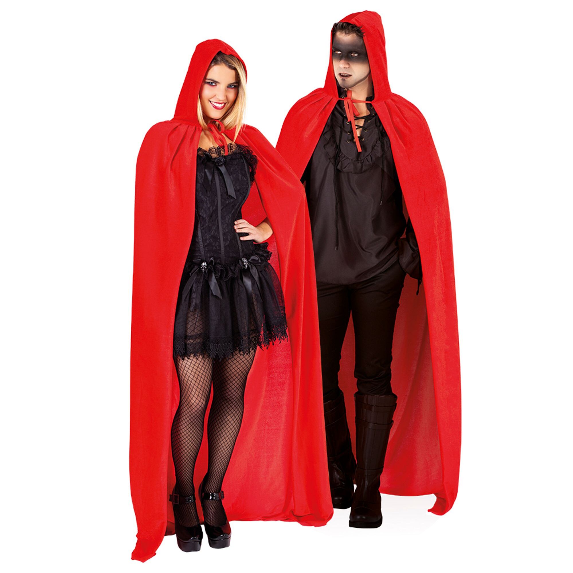 CAPA ROJA CON CAPUCHA EFECTO TERCIOPELO AD