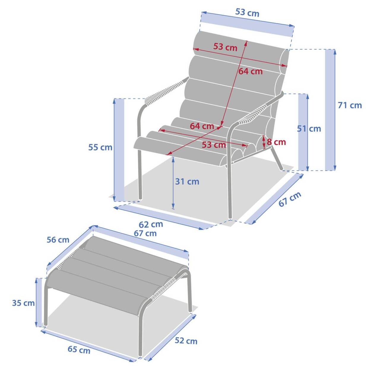 Fauteuil relax de jardin Solani argile