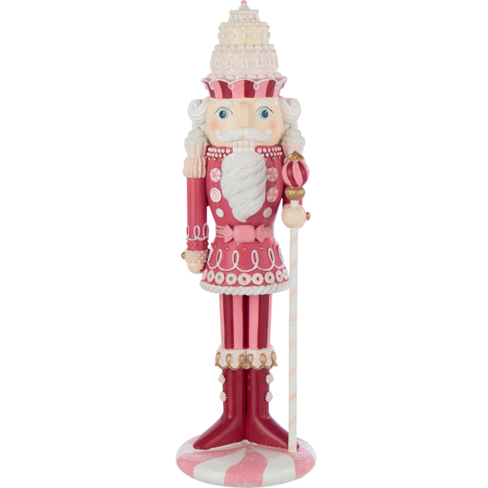 J-Line décoration Casse-Noisette Bonbon - polyrésine - blanc/rose - medium