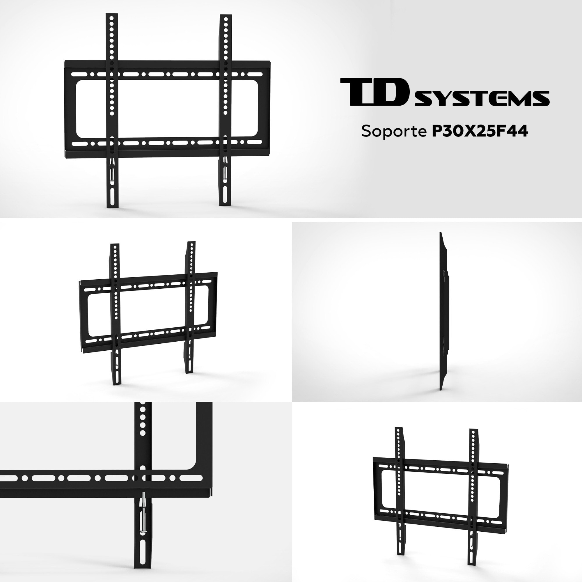 Soporte de TV pared fijo de bajo perfil para pantallas de 32 a 55 pulgadas. VESA máximo de 400 x 400 mm - TD Systems P30X25F44