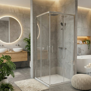 PixL 90x90 cm receveur de douche carré à poser BMC avec surface effet pierre, blanc (CERAPX9090W)