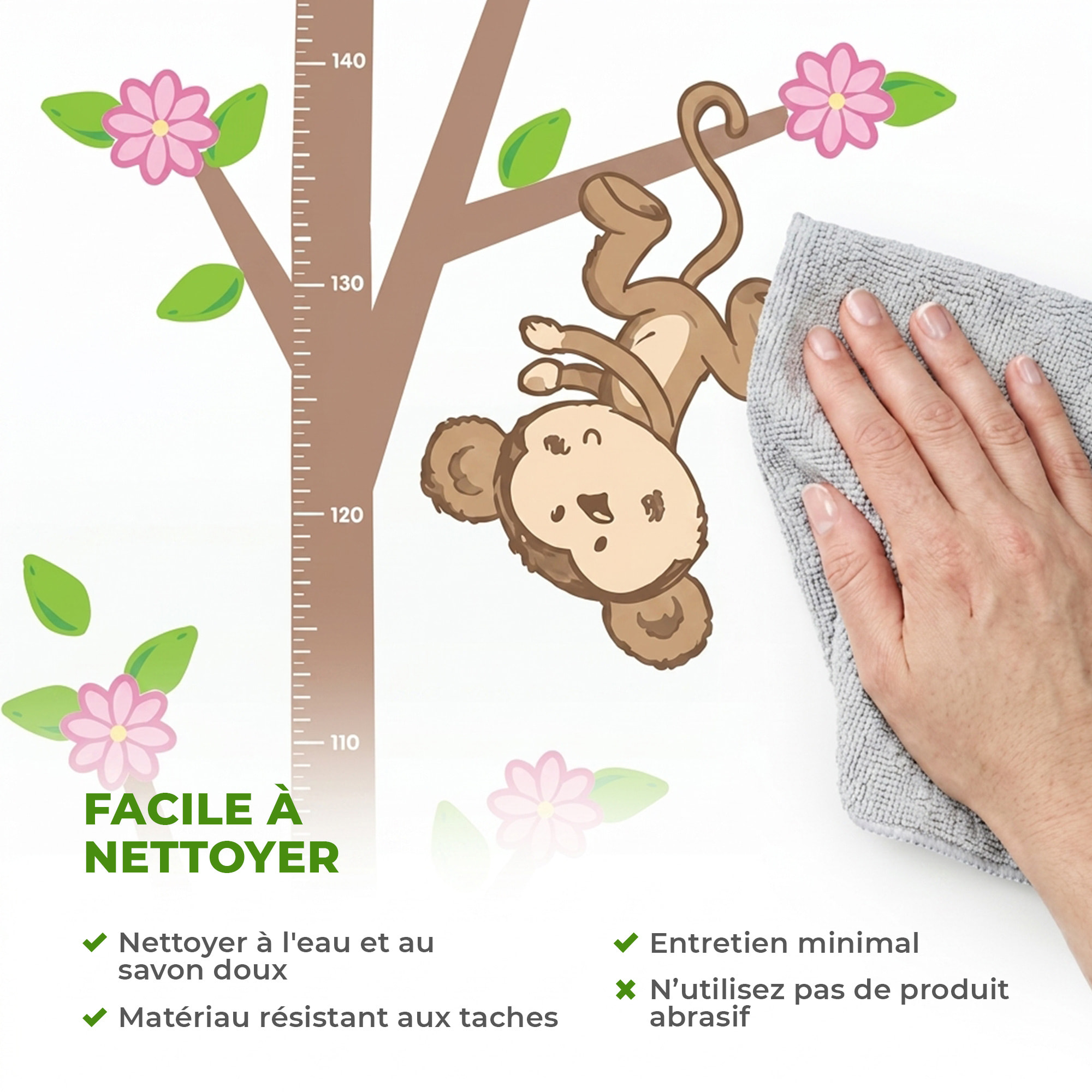Stickers Muraux décoration adhésifs toise arbre fleuri