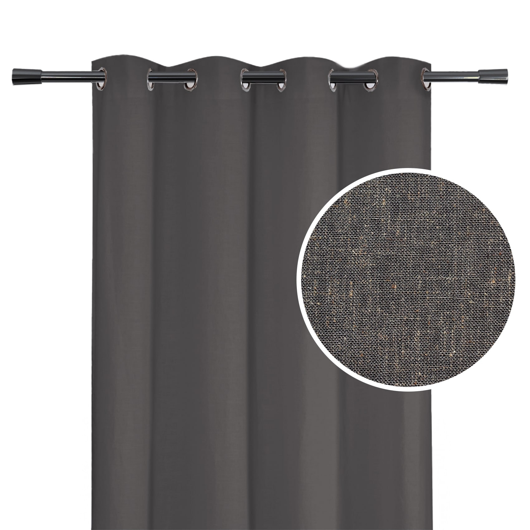 Rideau poly-lin à œillets - Gris anthracite