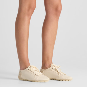 Sneaker Lexi plana en algodón con talonera de yute y cierre de cordones