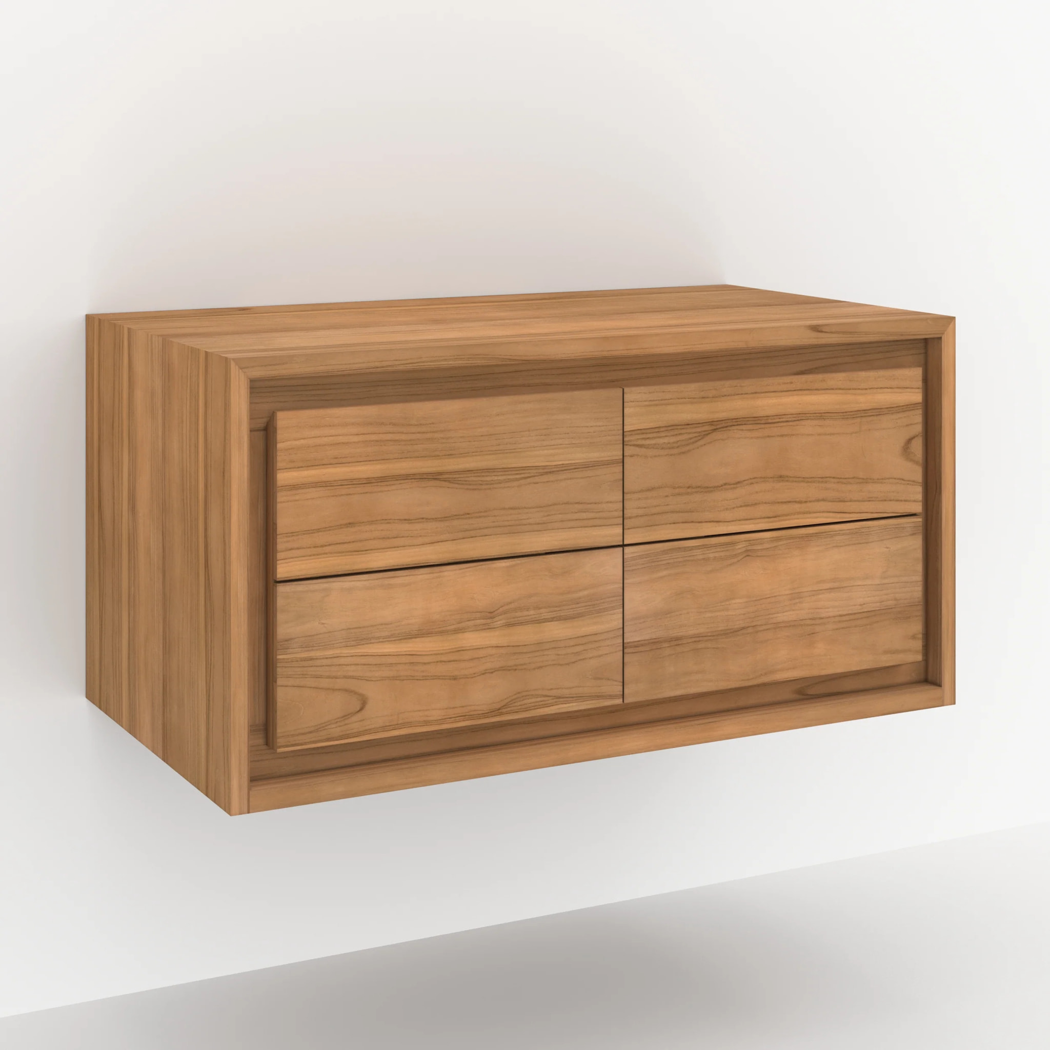 Meuble de salle de bain suspendu en bois de teck 90 cm - Hera