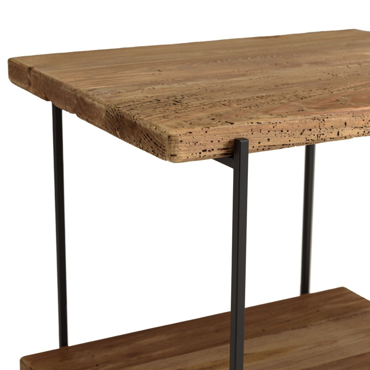 DANDY - Table d'appoint rect. 50x42cm bois Pin recyclé et pieds métal