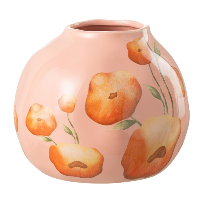 J-Line vase Fleur Large - céramique - saumon/orange - Ø 20.5 cm