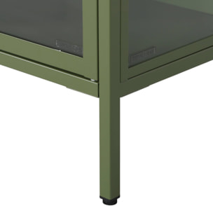 Meuble TV industriel métal et verre trempé 3 portes 120cm vert - Arkansas