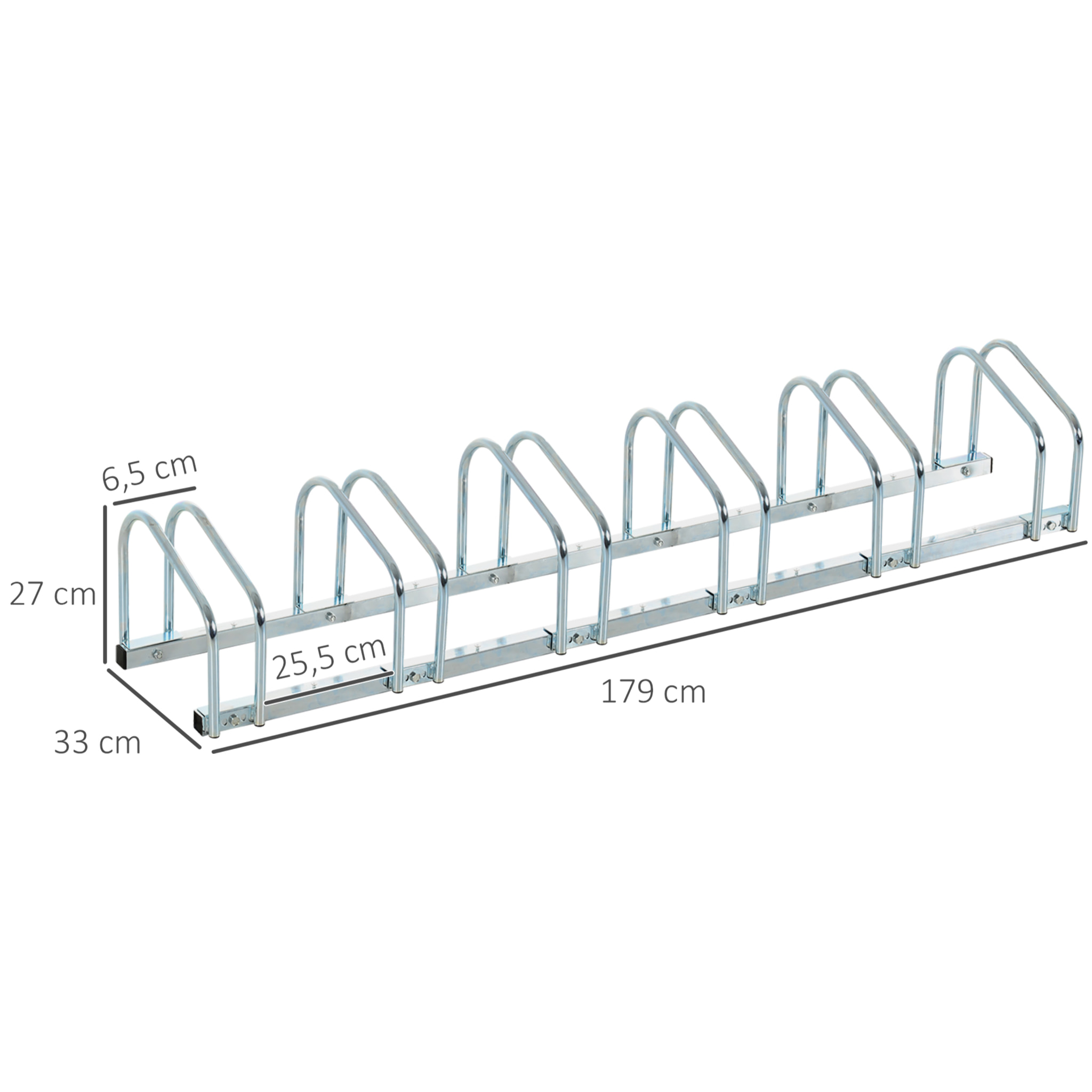 Râtelier pour 6 vélos dim. 179L x 33l x 27H cm acier galvanisé