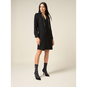 Oltre - Vestido con cinta joya - Negro
