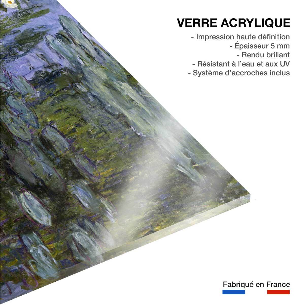 Tableau célèbre Les Nymphéas de Claude Monet Tableau plexiglas