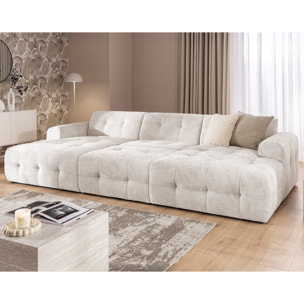 Diane - Canapé panoramique en U 6 places en velours texturé - Beige