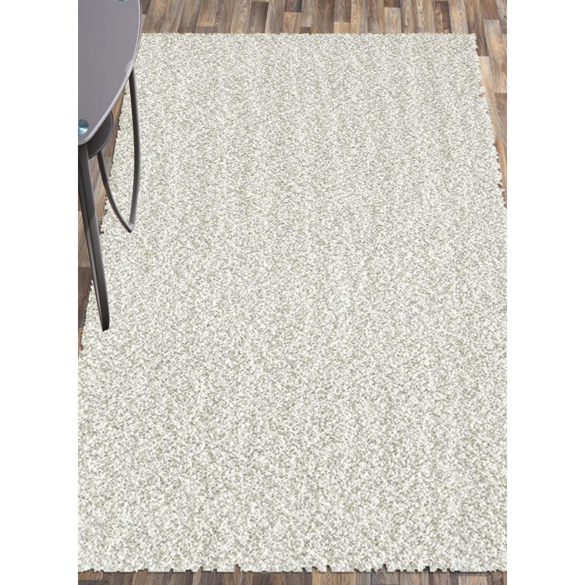 Tapis longs poils shaggy 160x230 rectangle tissé crème motif uni SIMPLE