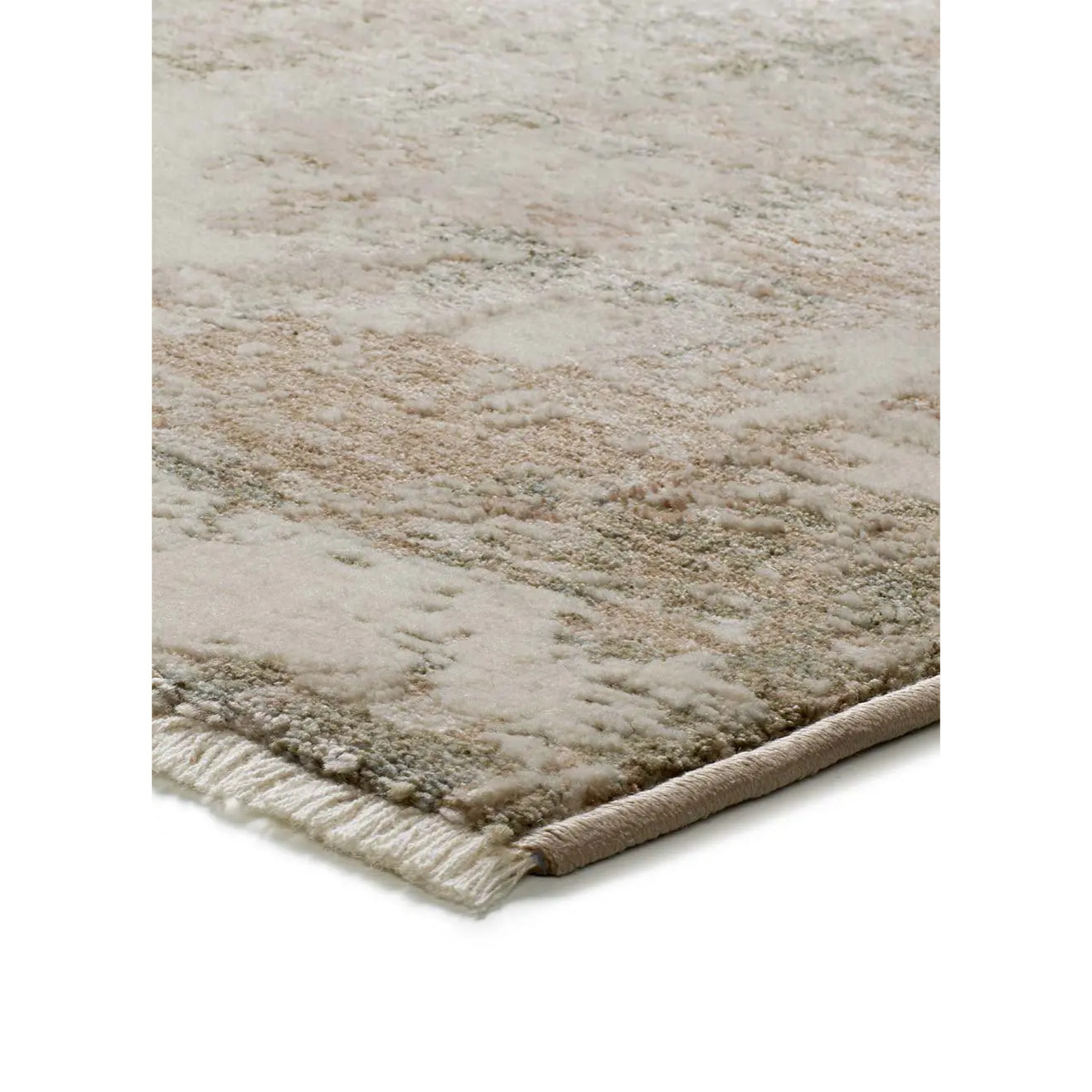 ONA Alfombra abstracta con flecos beige y verde, varias medidas disponibles.