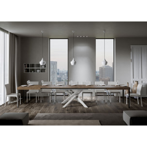 Mesa extensible 90x200/460 cm Volantis Nogal estructura blanco
