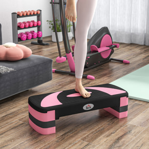 Step de Aeróbic Step para Fitness Antideslizante con Altura Regulable 3 Niveles de 80x31x10/15/20 cm Tabla Plataforma Stepper para Deporte y Ejercicio en Casa Gimnasia Carga 150 kg Rosa