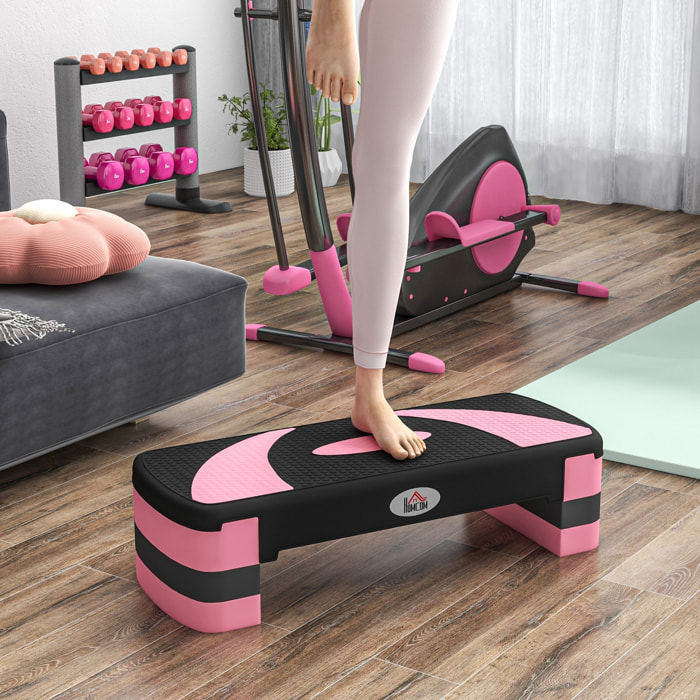 Step de Aeróbic Step para Fitness Antideslizante con Altura Regulable 3 Niveles de 80x31x10/15/20 cm Tabla Plataforma Stepper para Deporte y Ejercicio en Casa Gimnasia Carga 150 kg Rosa
