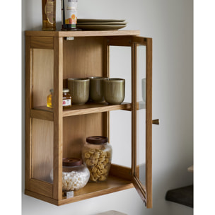 Barattoli Maya in vetro costolato e acacia — set da 2