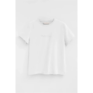 Camiseta blanca de manga corta y corte recto con brillantes Polo Club