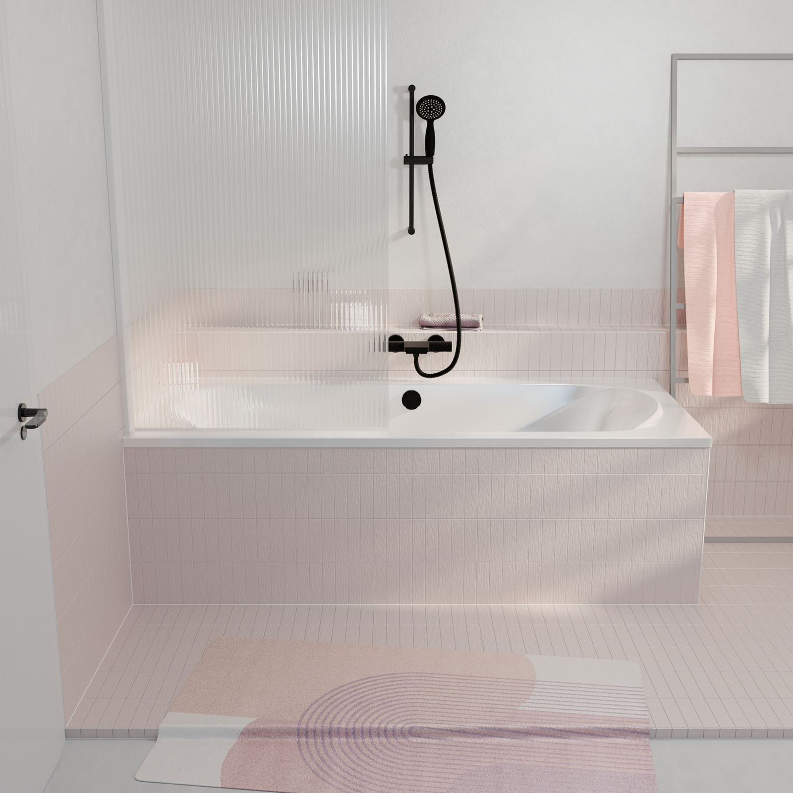 Baignoire rectangulaire duo 170x75x54cm avec dossiers intégrés - Acrylique et ABS blanc brillant