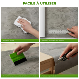 Vinyle adhésif protecteur - Effet béton ciré - 200 x 60 cm - Autocollants Revêtement Adhésif Cuisine Meubles Salle de bain