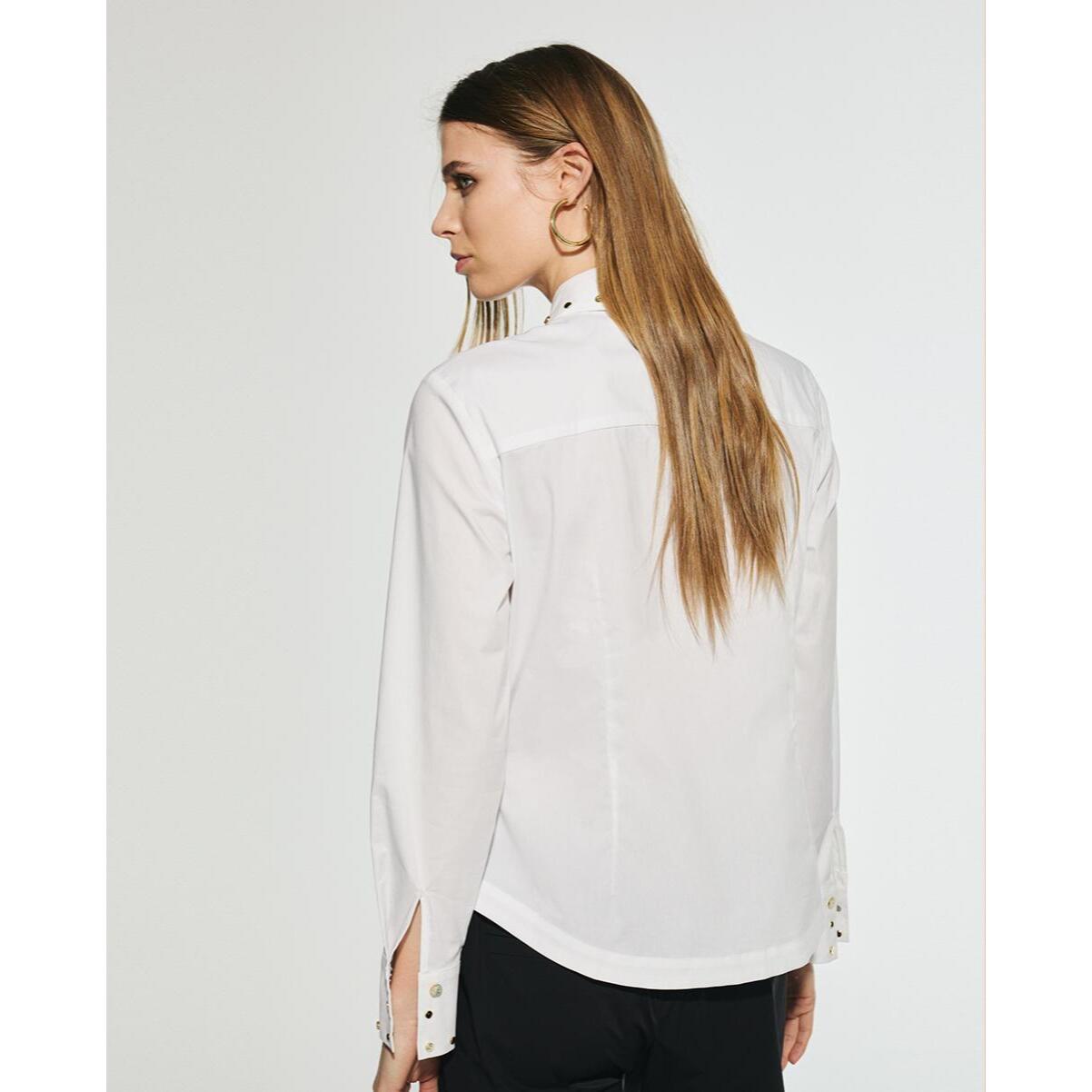 Camicia in Popeline Attillata con Borchie